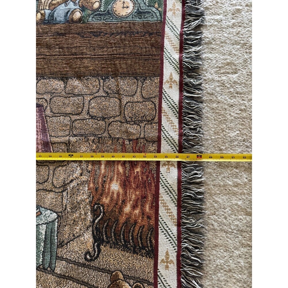 Teddy Bears by Fireplace Woven Tapestry Afghan Throw Blanket Dalmatian 66 X 46 - Picture 7 of 8